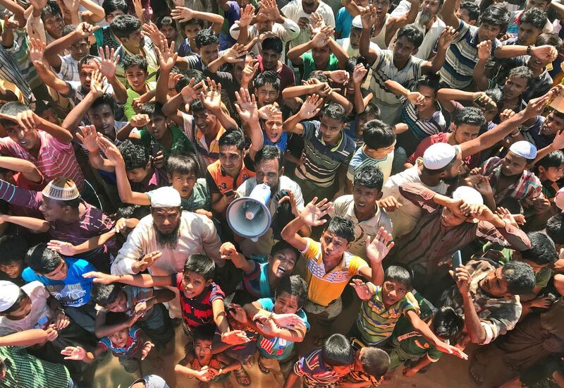 About 1,000 Rohingya Muslim refugees demonstrated Thursday at a camp in Bangladesh against plans to repatriate them to Myanmar. AP Photo