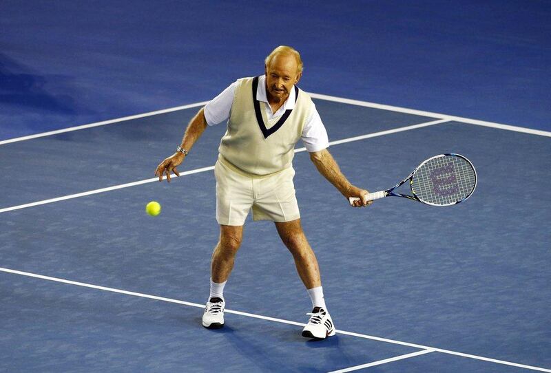 The 75-year-old Laver was playing on the Melbourne Park named in his honour. The Australian remains the only man to twice win all four grand slam tournaments in a calendar year. David Gray / Reuters