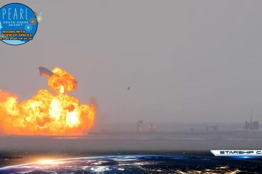 SpaceX Starship SN10 explodes after liftoff at South Padre Island, Texas, U.S. March 3, 2021 in this still image taken from a social media video. Spadre/Pearl South Padre Resort via Youtube/via REUTERS ATTENTION EDITORS - THIS IMAGE HAS BEEN SUPPLIED BY A THIRD PARTY. NO RESALES. NO ARCHIVES. MANDATORY CREDIT. MUST CREDT "SPADRE/PEARL SOUTH PADRE RESORT VIA YOUTUBE" TPX IMAGES OF THE DAY