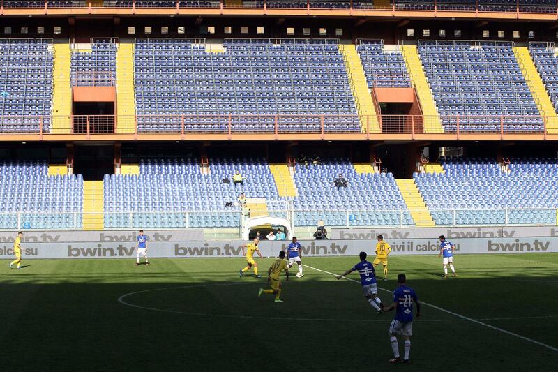 Sampdoria against Verona at the Luigi Ferraris stadium in Genoa. AP