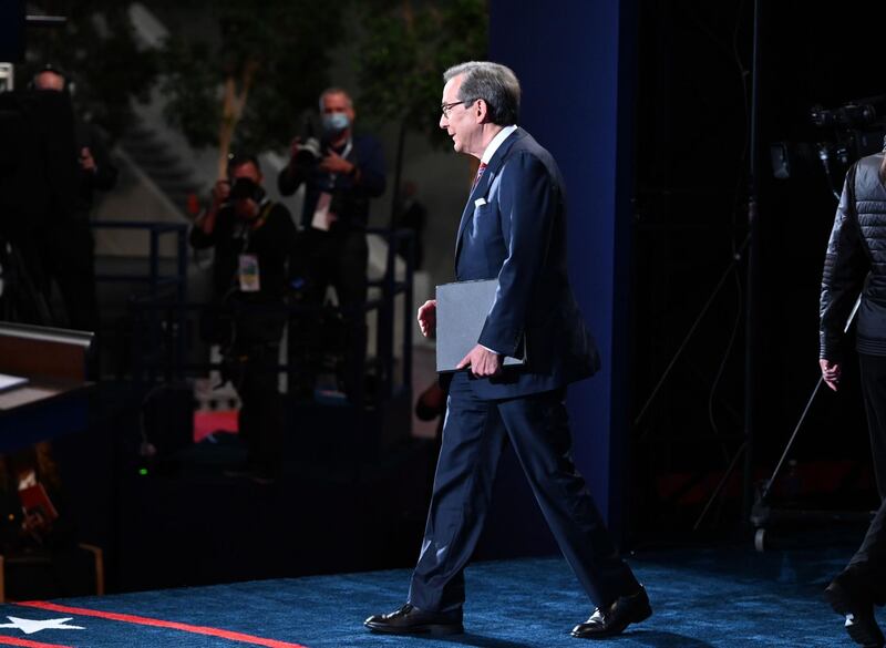Debate moderator and Fox News anchor Chris Wallace arrives for the first presidential debate. AFP