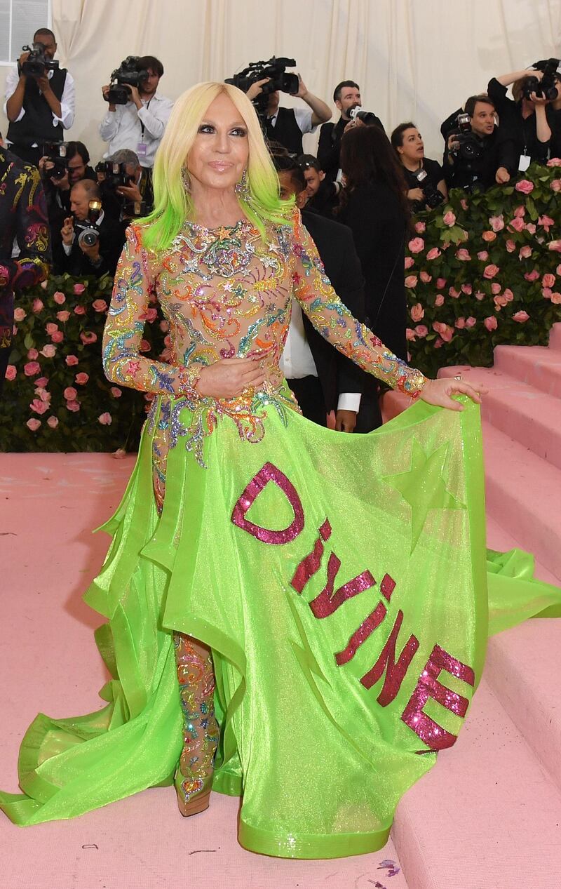 Designer Donatella Versace arrives at the 2019 Met Gala in New York on May 6. AFP
