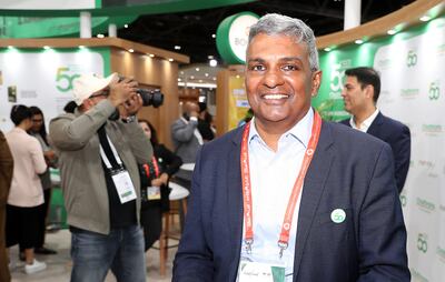 Rajiv Warrier, chief executive of Choithrams, at the Gulfood trade show in the Dubai World Trade Centre. Pawan Singh / The National 