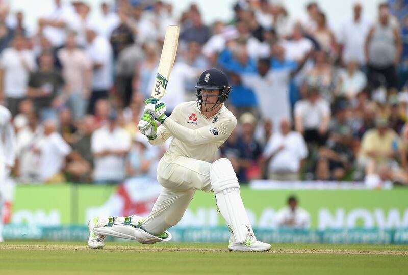 GALLE, SRI LANKA - NOVEMBER 06:  England batsman Keaton Jennings hits out during Day One of the First Test match between Sri Lanka and England at Galle International Stadium on November 6, 2018 in Galle, Sri Lanka.  (Photo by Stu Forster/Getty Images)