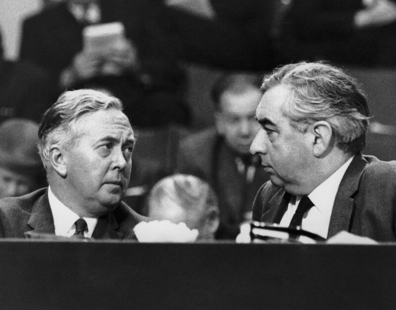 Mr Wilson, left, with deputy leader George Brown in 1963
