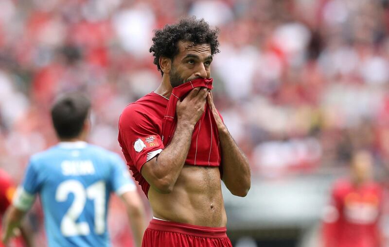 Mohamed Salah reacts after another chance is missed. PA Wire