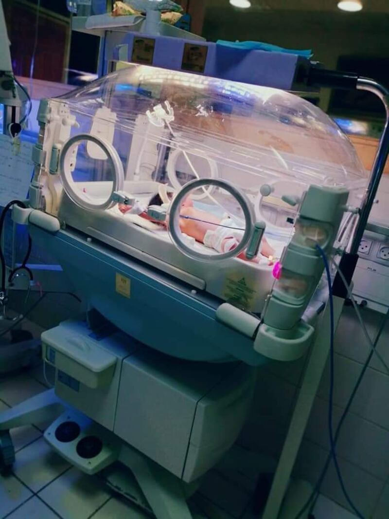 A baby placed in a neonatal ventilatory at Khalil Suleiman Hospital in Jenin. Courtesy: Khalil Suleiman Hospital