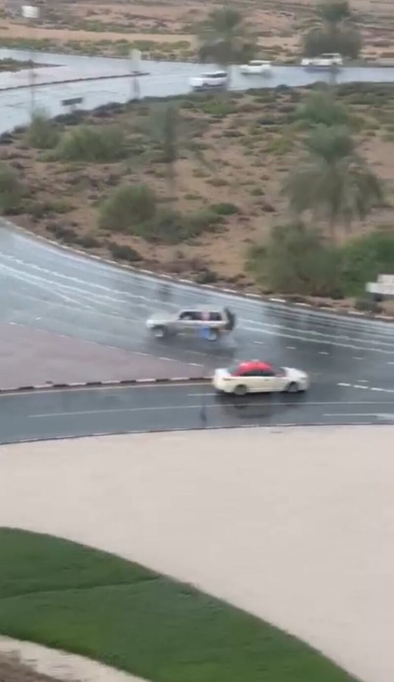 Dubai Police impound cars after drivers performed stunt during rainfall. Photo: Dubai Police