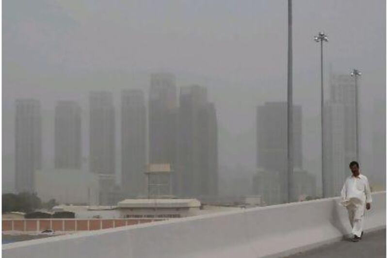 Sandstorm cause poor visibility across Al Reem island in Abu Dhabi yesterday.