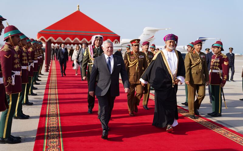 The monarchs travelled to Al Alam Palace for talks. Photo: The Royal Hashemite Court