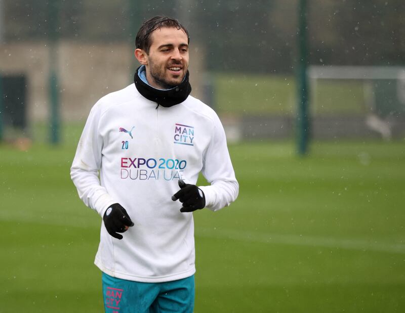 Manchester City's Bernardo Silva during training. Reuters