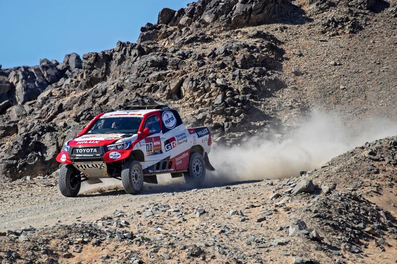 epa08104269 Spanish driver Fernando Alonso of Toyota Gazoo Racing in action during the first stage of the Rally Dakar 2020 from Jeddah to Al Wajh, Saudi Arabia, 05 January 2020. The Rally Dakar takes place in Saudi Arabia from 05 to 17 January 2020.  EPA/ANDRE PAIN