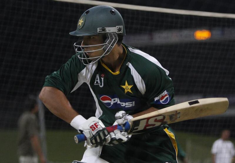 Former Pakistan captain Salman Butt practices at Zayed Cricket Stadium in Abu Dhabi on November 2, 2009. Philip Cheung / The National