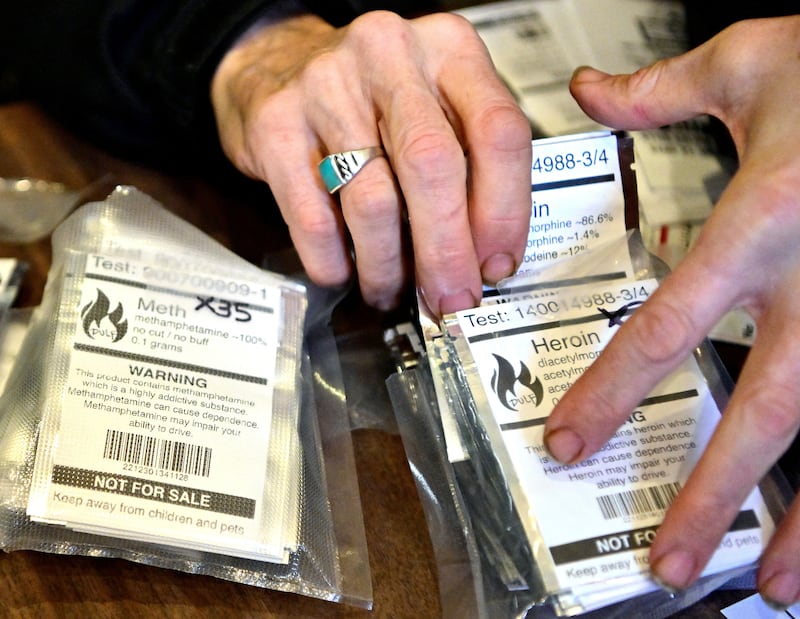 Packets of drugs that have been tested for contaminants in Vancouver. Reuters