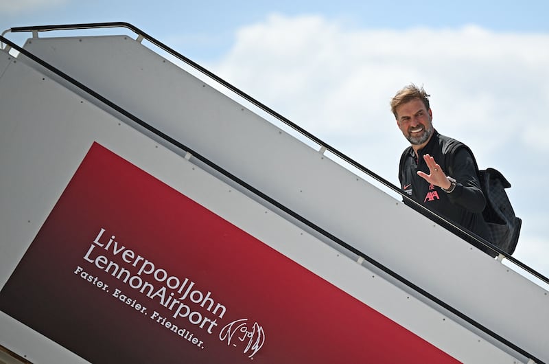 Liverpool manager Jurgen Klopp at the John Lennon Airport on Friday. AFP