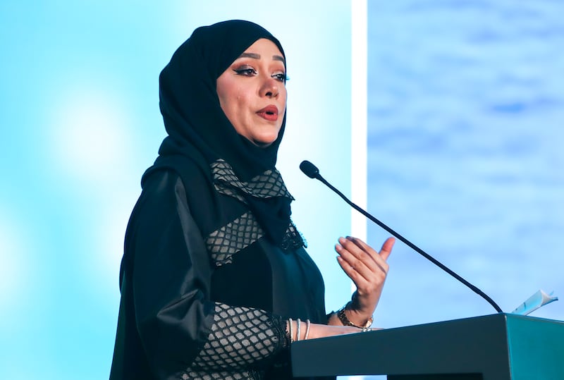SCA chief executive Maryam Al Suwaidi speaks at the Abu Dhabi Sustainable Finance Forum on Thursday. Victor Besa / The National