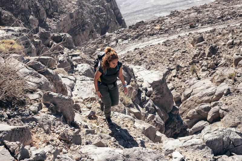 11.01.19 Dubai resident Fatima Deryan spending her Friday climbing the highest peak of the UAE; Jebel Jais  in Ras Al Khaimah. Fatima is training to climb Everest in March.
Anna Nielsen For The National