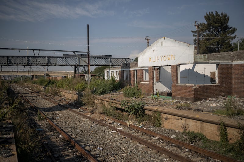 The dilapidated Kliptown train station is seen in Soweto, on March 16, 2021. South Africa's metro rail infrastructure has been ravaged during Covid-19 lockdown with thieves plundering electric cables, metal rails and anything they can lay their hands on. Michele Spatari / AFP