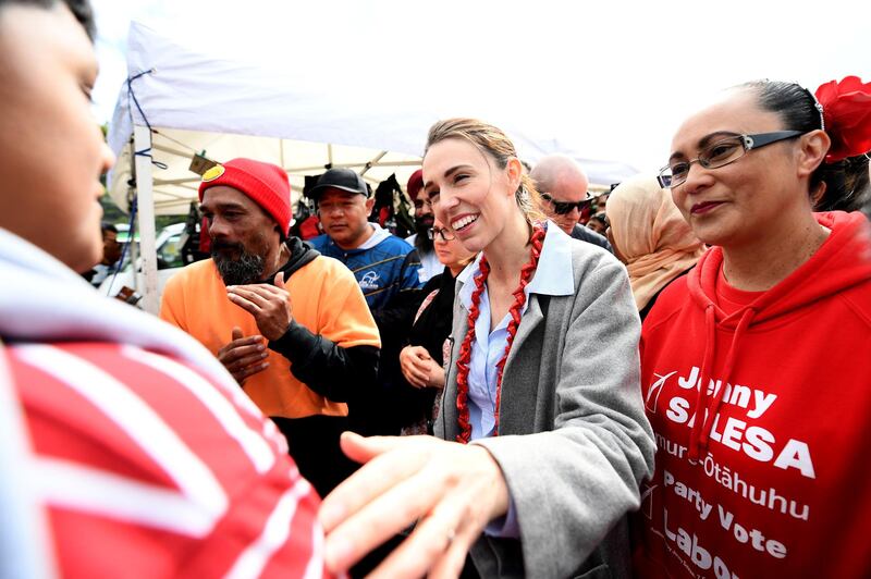 AUCKLAND, NEW ZEALAND - OCTOBER 10: Prime Minister And Labour Leader Jacinda Ardern meets supporters at Otara Market on October 10, 2020 in Auckland, New Zealand. The 2020 New Zealand General Election was originally due to be held on Saturday 19 September but was delayed due to the re-emergence of COVID-19 in the community. (Photo by Hannah Peters/Getty Images)