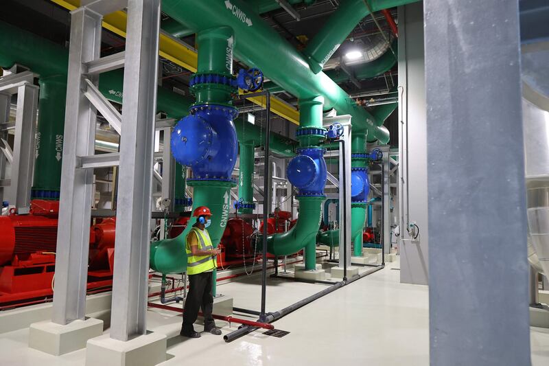 Parts of the cooling system at the Al Janoub Stadium in Doha, which will host matches at this year's World Cup in Qatar.