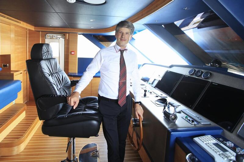 Erwin Bamps, CEO of Gulf Craft, aboard a Majesty 135 yacht. Sarah Dea / The National