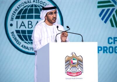 Ghannam Al Mazrouei, general secretary of the Emirati Talent Competitiveness Council announces details of how the UAE plan to entice more Emiratis into the private sector. Victor Besa / The National.