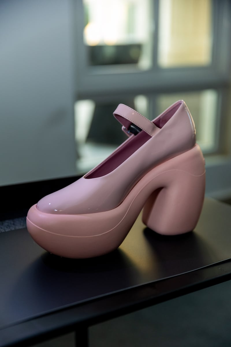 Haus of Honey's updated Mary Jane shoe in pink rubber