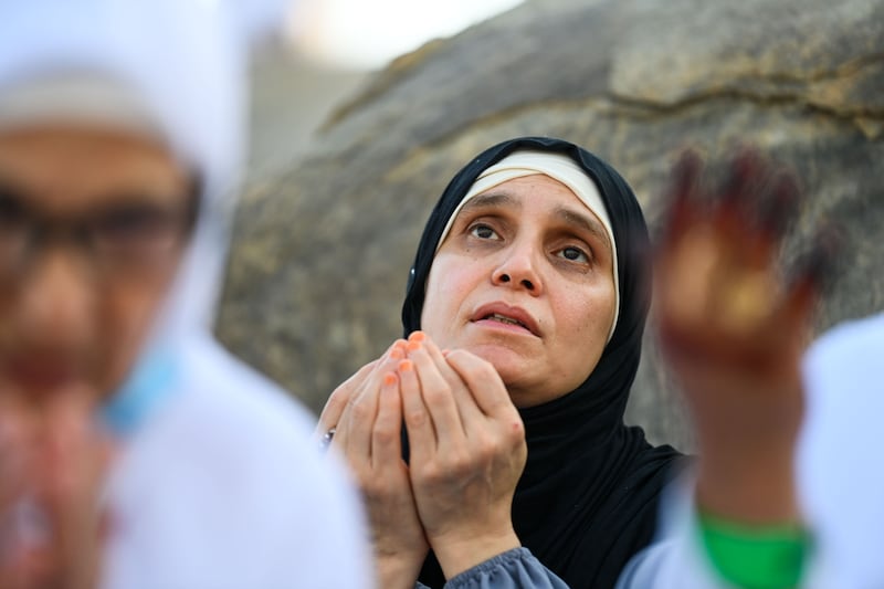 Muslim pilgrims gather on Mount Arafat during the Hajj 2024 pilgrimage, southeast of Mecca, Saudi Arabia. EPA