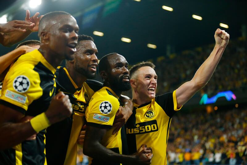 Young Boys' Moumi Ngamaleu celebrates scoring. Reuters