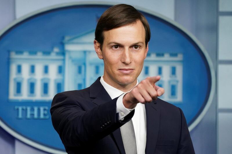 FILE PHOTO: White House adviser Jared Kushner speaks during a press briefing on the agreement between Israel and the United Arab Emirates at the White House in Washington, August 13, 2020.  REUTERS/Kevin Lamarque/File Photo