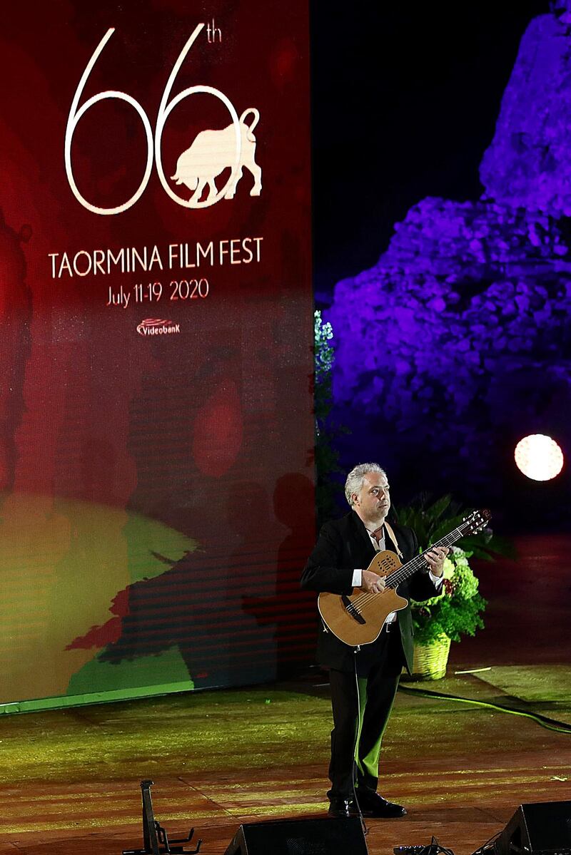 Francesco Buzzurro performs during the closing night of the Taormina Film Festival. Getty Images