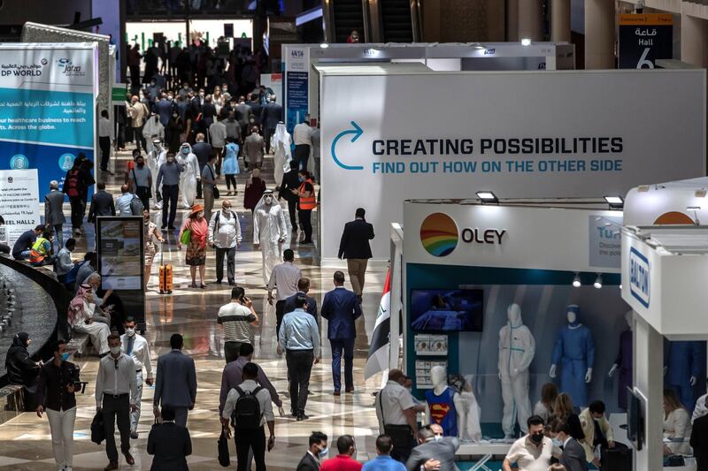 The opening day of Arab Health 2021 at the Dubai World Trade Center on June 21st, 2021. 
Antonie Robertson / The National.
Reporter: Nic Webster for National