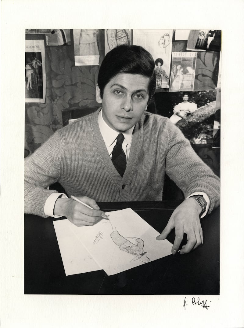 Valentino Garavani in his atelier in Via Gregoriana 54, Rome, 1964.
