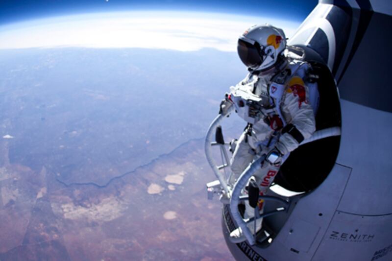 The man who fell to earth Felix Baumgartner is coming to Dubai.  AP Photo/Red Bull Stratos, Jay Nemeth