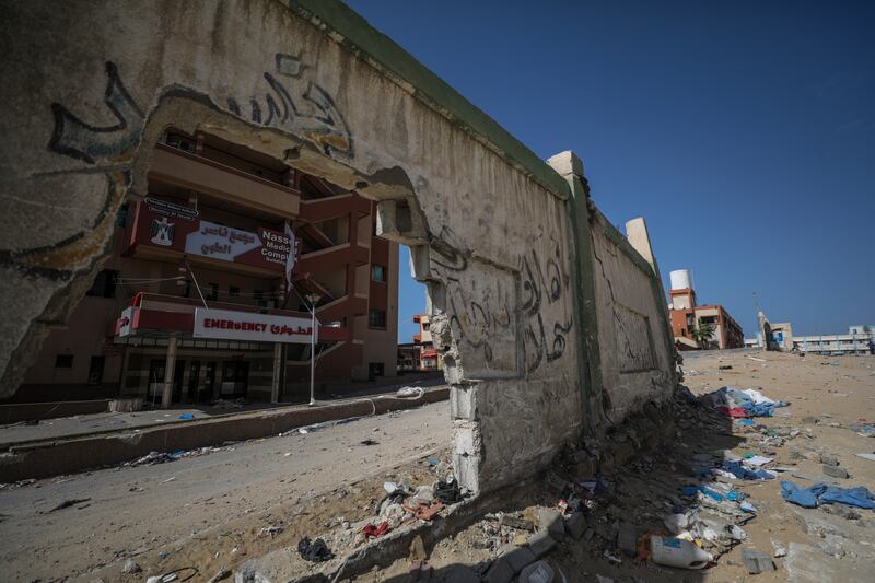 The abandoned Nasser Hospital following an Israeli raid in Khan Younis on March 6. EPA