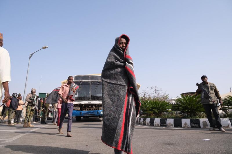 Released students from the Government Science Secondary school, in Kankara, in northwestern Katsina State. AFP