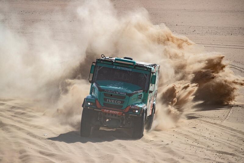 Petronas Team DE Rooy Iveco in action during stage 8 of the Dakar Rally 2020 in Wadi Al-Dawasir, Saudi Arabia.  EPA
