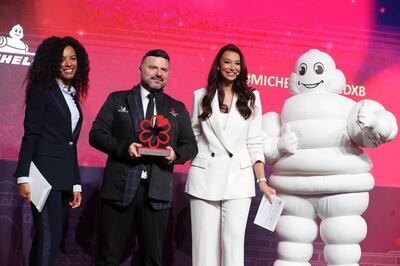 Tomislav Antonio Lokvicic Silva receives the Michelin Service Award in Dubai. Pawan Singh / The National