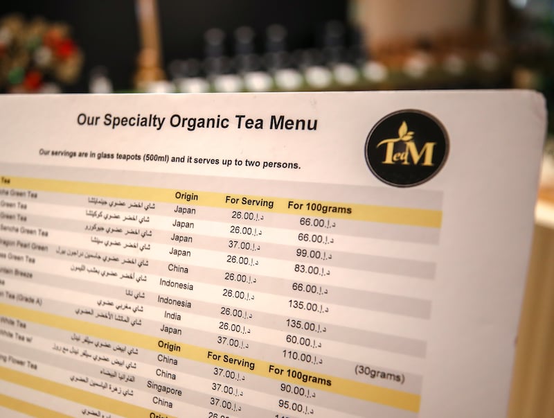 Tea by M has a menu entirely for organic tea. Victor Besa / The National