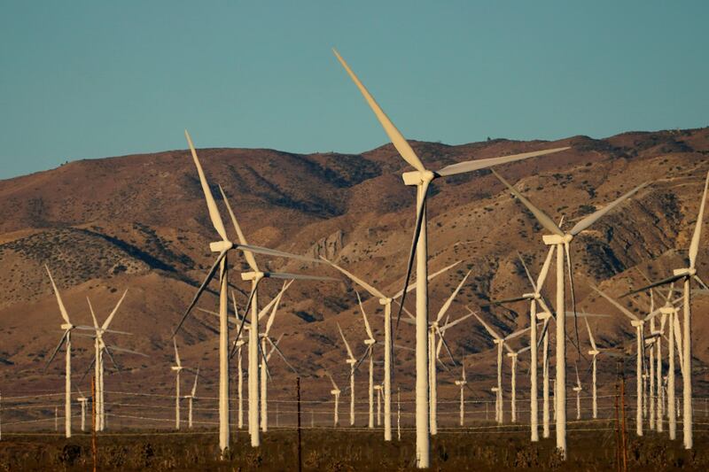 FILE PHOTO: A wind farm is shown in Movave, California, U.S., November 8, 2019.  REUTERS/Mike Blake/File Photo
