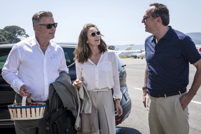 Left to right: Alec Baldwin as Michael Lockwood and Diane Lane as Anne Lockwood and Arnaud Viard as Jacques Clement in "Paris Can Wait." Eric Caro / Sony Pictures Classics