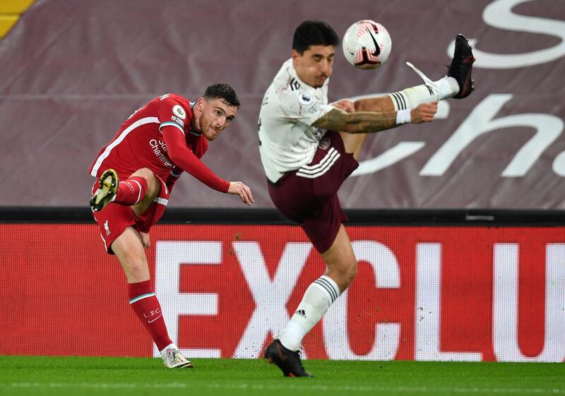 Hector Bellerin. 5 – Should have done much better with two Liverpool goals and was caught out of position. Had a tough evening against Mane. AP