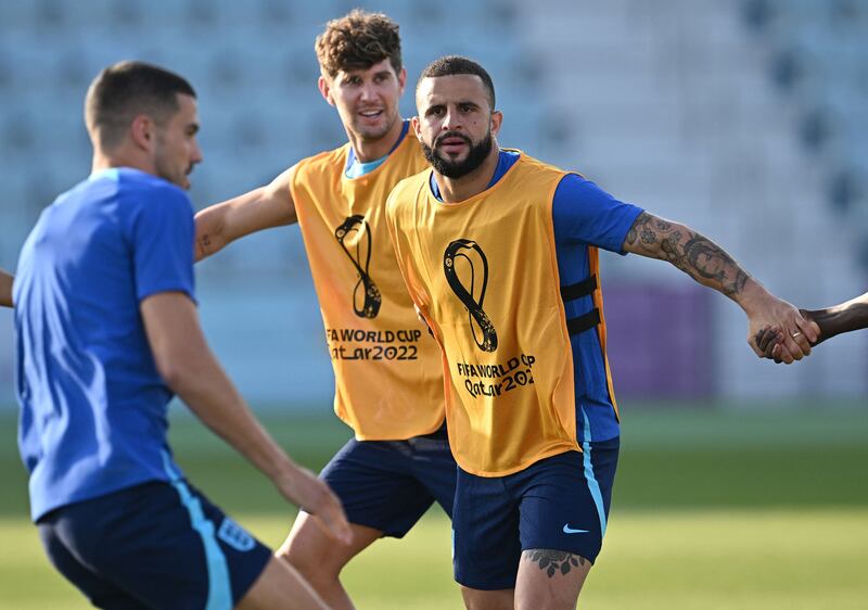 Conor Coady, John Stones and Kyle Walker. AFP