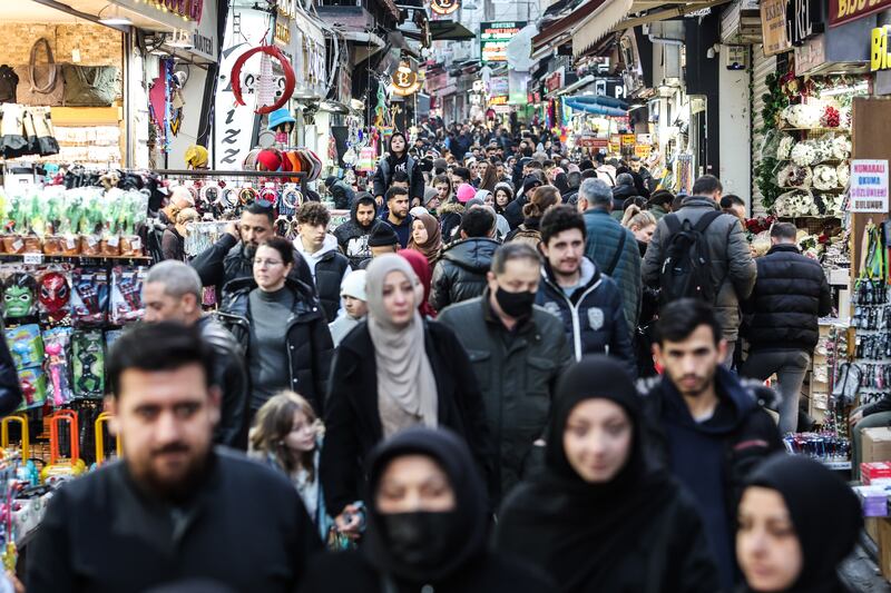 A market in Istanbul. Turkey's inflation at the end of 2022 stood at 64. 27 per cent, the country's Statistical Institute said, while the independent group of inflation researchers ENAG calculated it at 137. 55 per cent. EPA