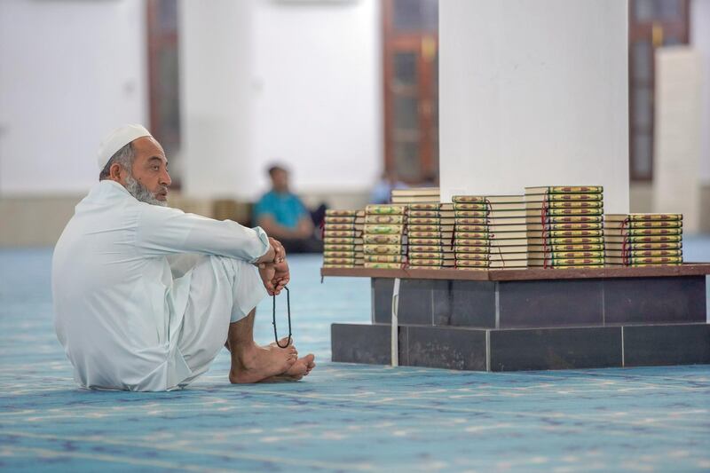 Abu Dhabi, United Arab Emirates, August 11, 2019.  Eid prayers at Zayed The 2nd Mosque.  
Victor Besa/The National
Section:  NA
Reporter: Haneen Dajani