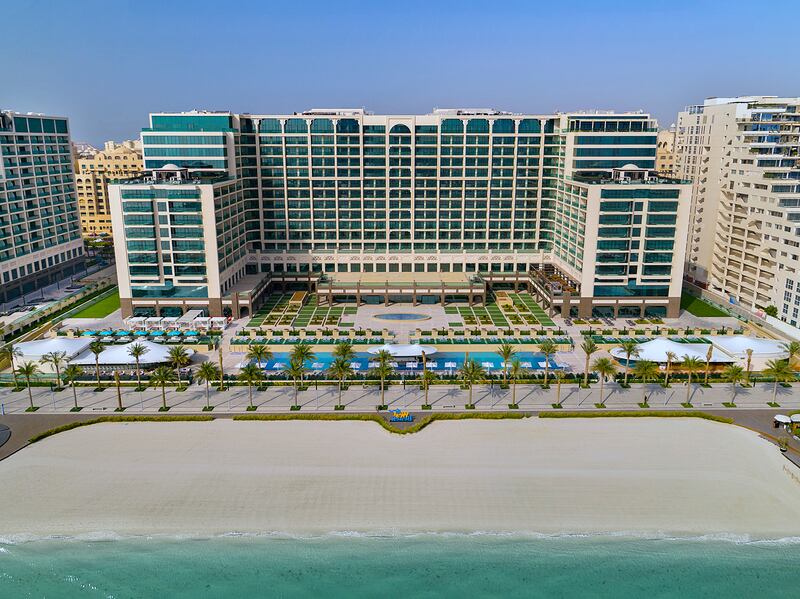 Hilton Dubai Palm Jumeirah has it's own private beach with nearby cafes and restaurants. 