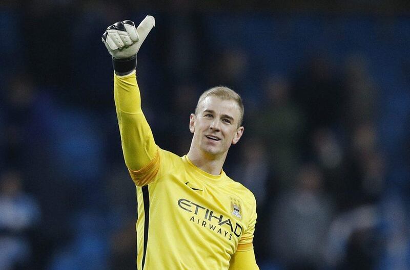 Manchester City’s Joe Hart acknowledges the fans after the game. Reuters / Phil Noble