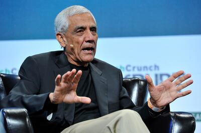 SAN FRANCISCO, CA - SEPTEMBER 23: Vinod Khosla of Khosla Ventures speaks onstage during TechCrunch Disrupt SF 2015 at Pier 70 on September 23, 2015 in San Francisco, California.   Steve Jennings/Getty Images for TechCrunch/AFP