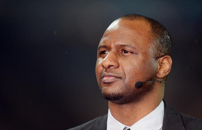 Patrick Vieira shown during a commentating spot in the 2012/13 Champions League. Franck Fife / AFP / March 6, 2013