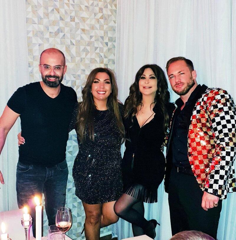 Lebanese singer Elissa and friends in Dubai on January 2. Twitter / Elissa